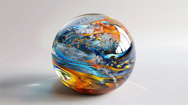 an abstract glass paperweight