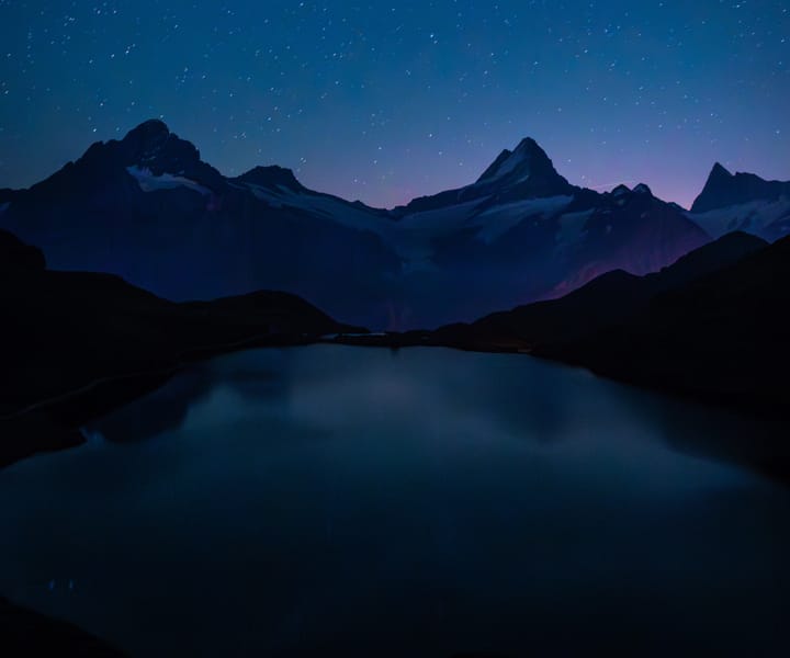 Swiss mountains at night